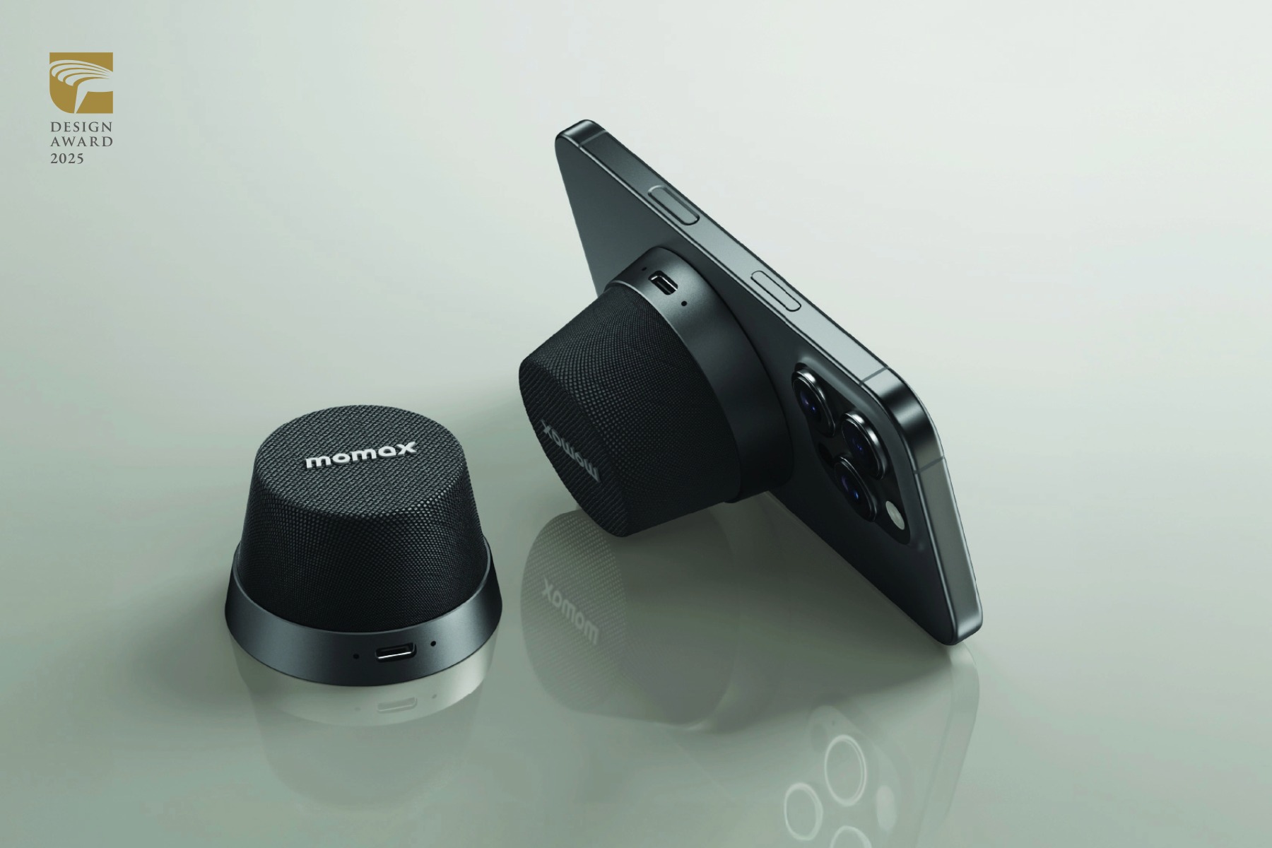 2025金點設計獎標章獲獎作品1 Vibe Go 迷你磁吸支架無線音箱摩米士台灣股份有限公司台灣