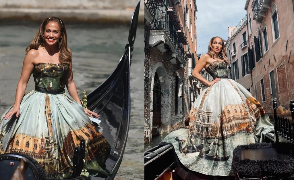 Jennifer Lopez Wore Dolce Gabbana Alta Moda For A Gondala Ride 00006 1024x626 1