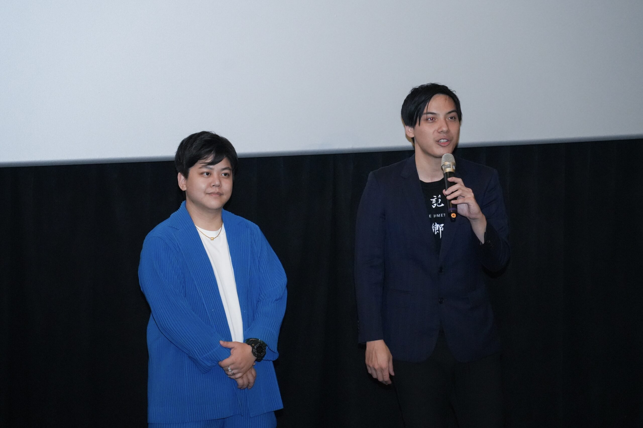 《詭鄉》台中特映 全片梧棲老宅實景拍攝 成功打造恐怖氛圍獲好評 9 電影 詭鄉 導演馬新語 右 與監製陳頡昕 左 與現場觀眾分享拍攝的趣事及心得