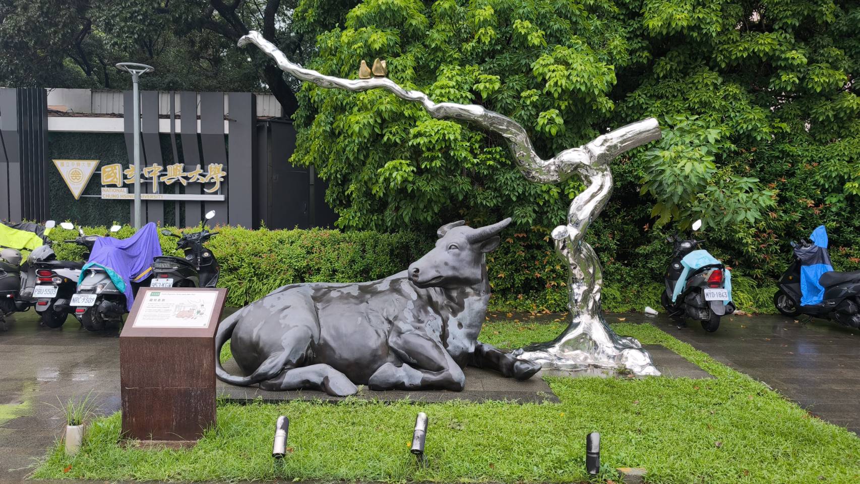 中秋連假遊台中 綠川興大段邀您共賞月兔、漫步森林水岸 3 水牛裝置藝術